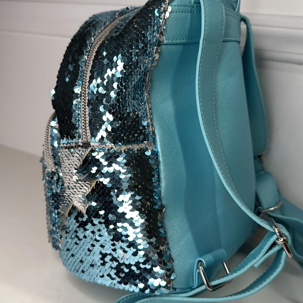 Loungefly Disney frozen reversible sequin hard tag backpack let it go Elsa purse